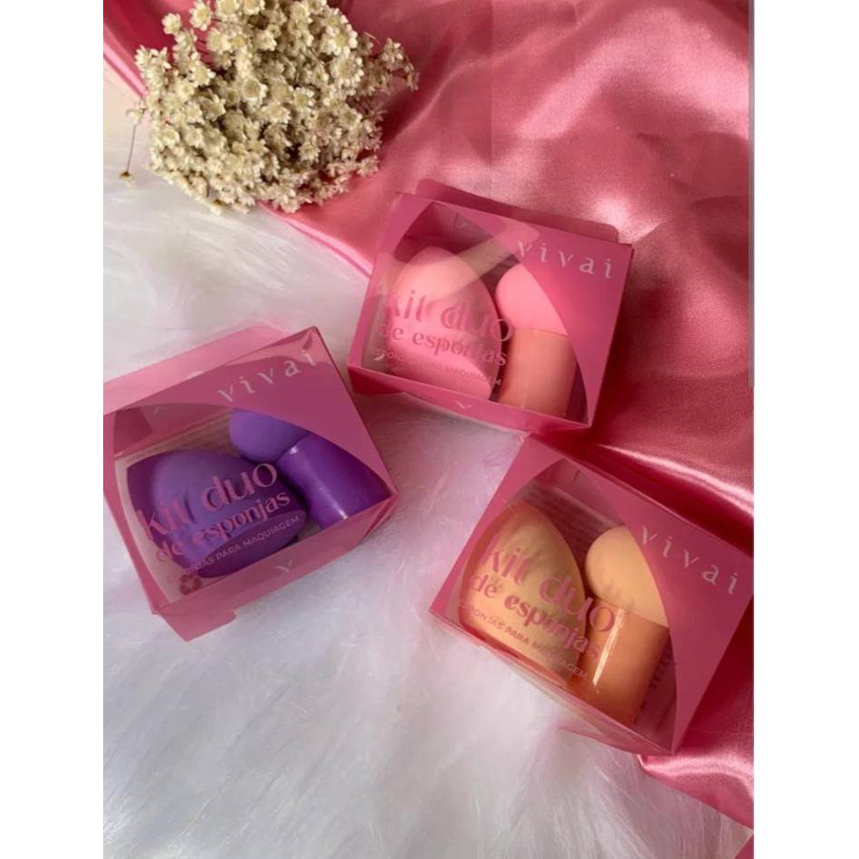 KIT DUO DE ESPONJAS PARA MAQUIAGEM - VIVAÍ
