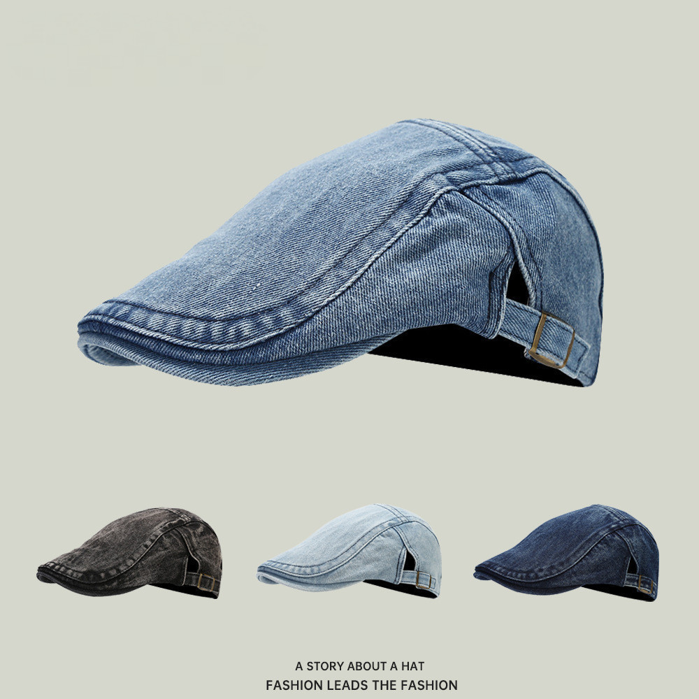 boina Jeans Dianteiro unissex Vintage Boina Lavada Moda Masculina Casual De Pintor De Quatro Estações