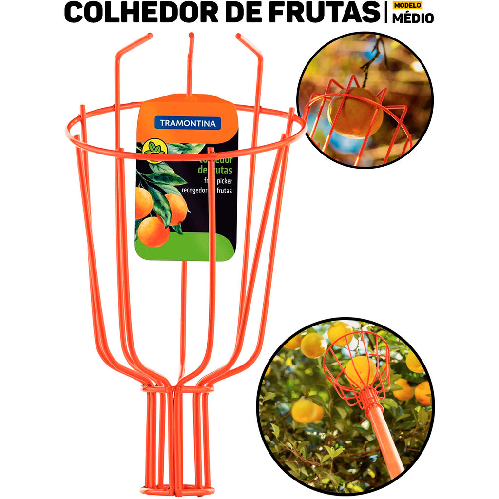 Colhedor De Frutas Pequenas Tramontina 15 Pol Sem Cabo P/ Maçãs Laranjas E Árvores Frutíferas	 em Oferta na Shopee