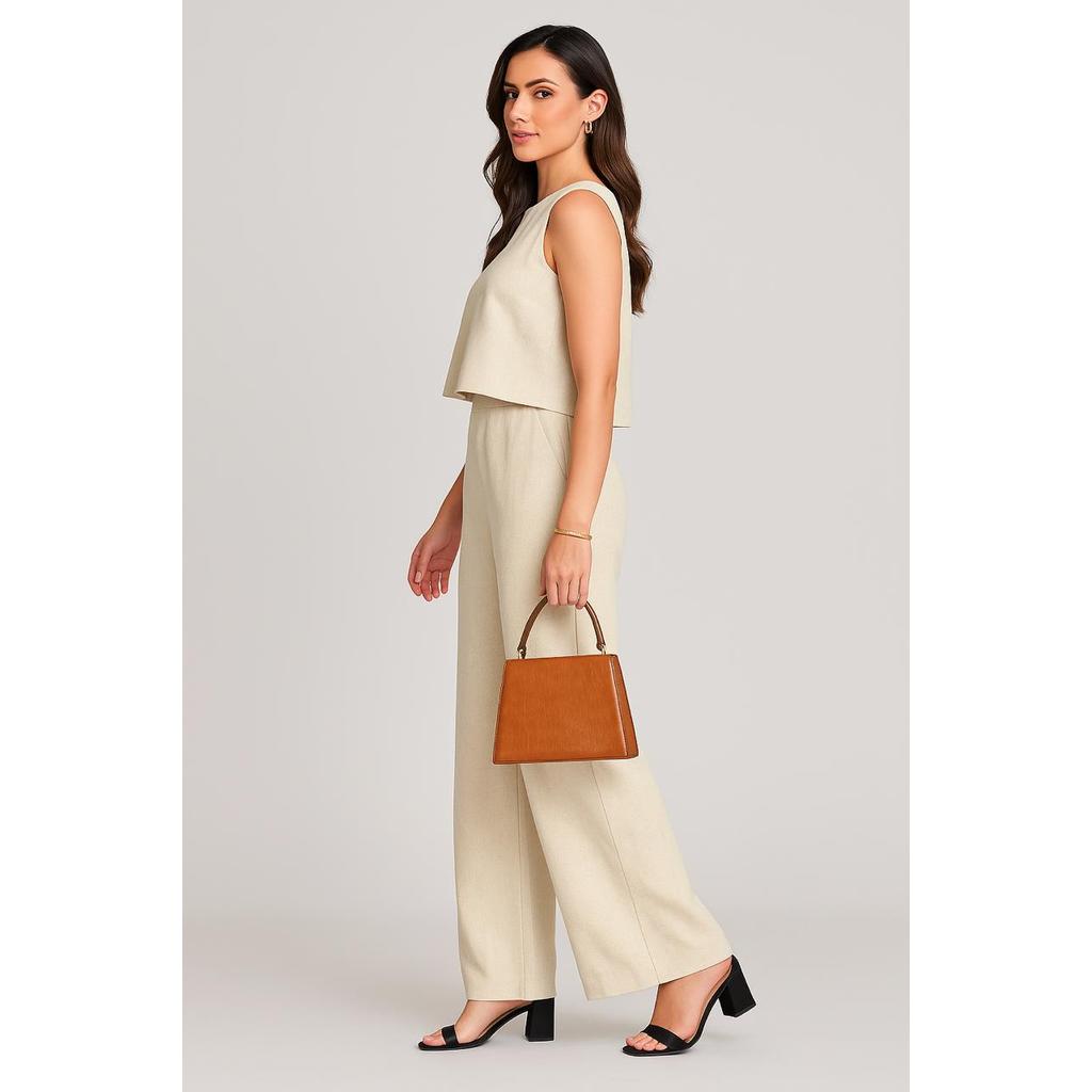 Conjunto Alfaiataria Social Feminino Calça e Blusa Em Linho