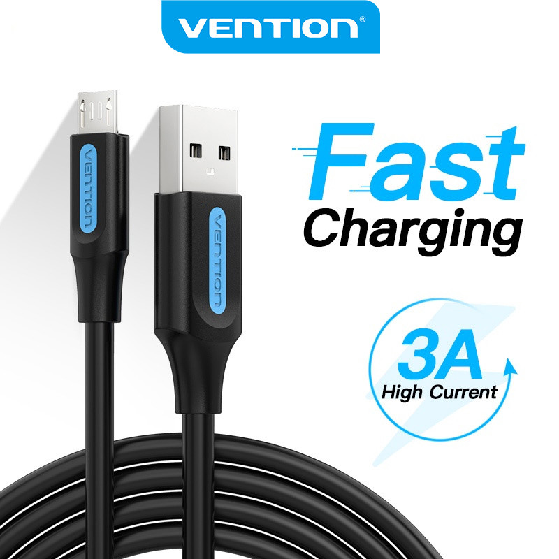 Vention Cabo Micro USB 3A Carregador Linha De Dados De Carregamento Rápido Celular Para Android Huawei Xiaomi Samsung em Oferta na Shopee