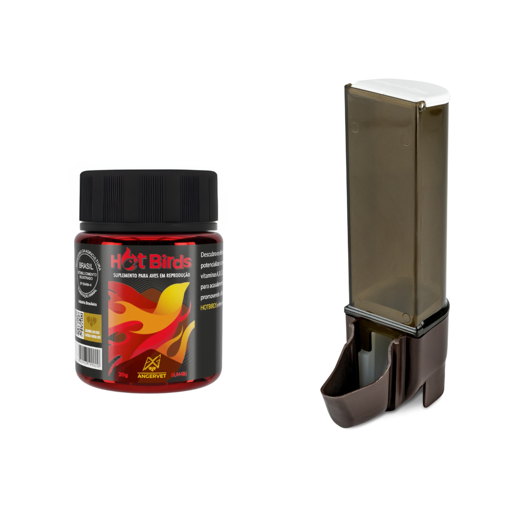 Hot Birds Angervet (20g) + Comedouro Automático Sertão Âmbar Malha Larga (100ml)