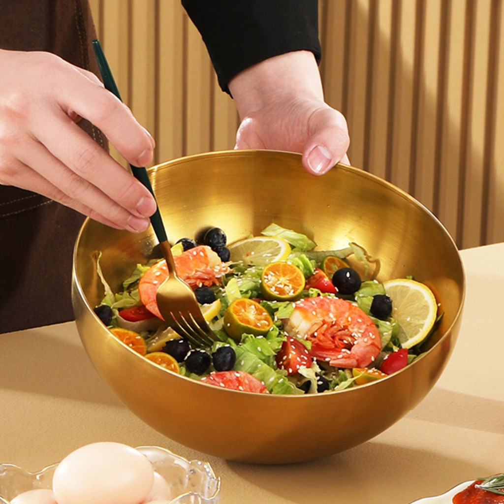 Tigela Bowl Aço Inox Dourado/Prata 24CM/20CM Bacia Multiuso Cozinha Utensílio De Cozinha