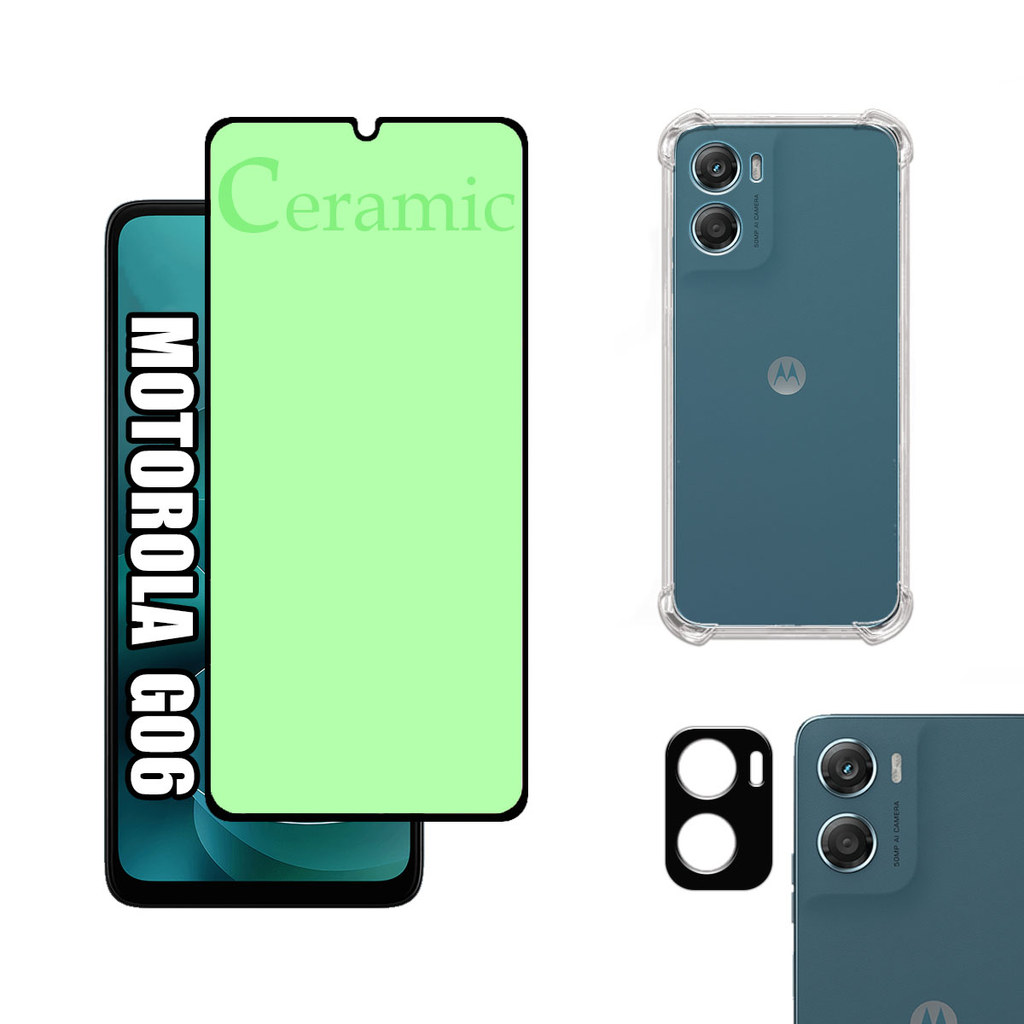 KIT Para Motorola G06 - Película de Cerâmica 9D - Capa - Câmera em Oferta na Shopee