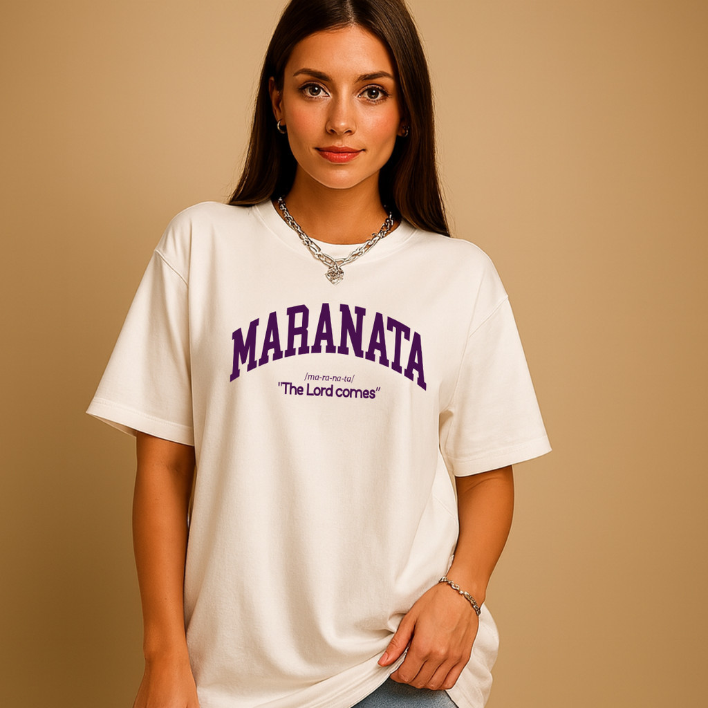 Camiseta Oversized Streetwear Feminina Maranata Camisa Oversized