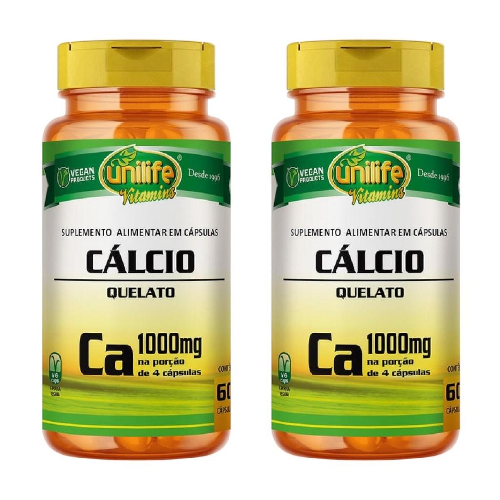 Kit Unilife Cálcio Quelato 850mg C/2Uni De 60 Cápsulas Cada