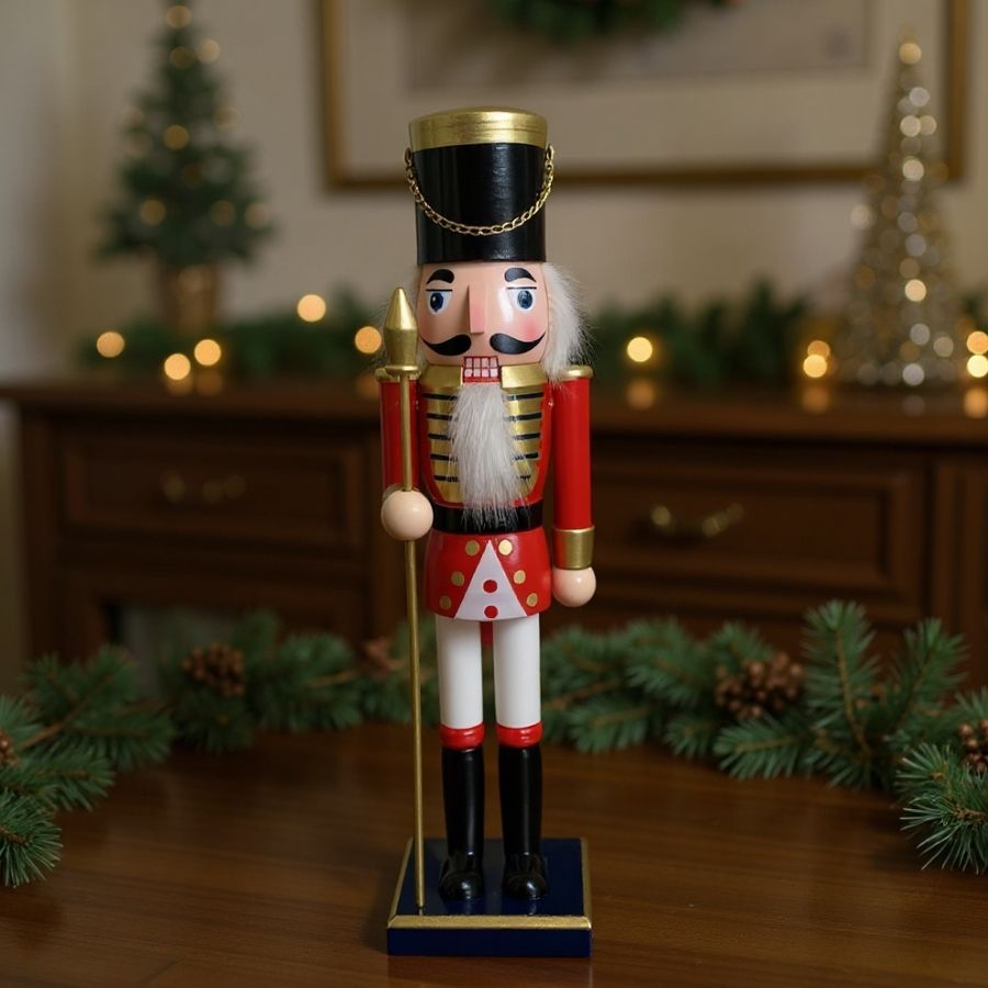 Soldado de Chumbo de Madeira com Mastro - 38cm - Vermelho e Branco - 1 unidade - Artlille - Rizzo