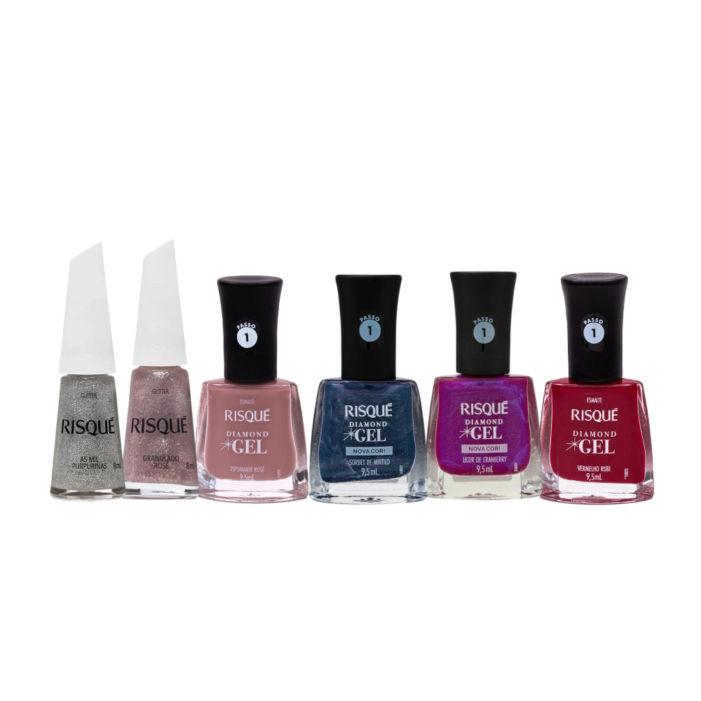 Kit Esmaltes Risqué Glamour - 6 unidades em Oferta na Shopee