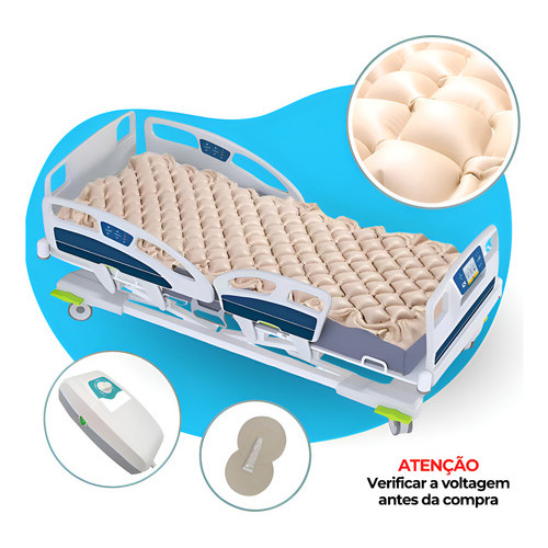 Colchão Pneumático Hospitalar Anti Escaras Medic Plus 130kg Bege 110V em Oferta na Shopee
