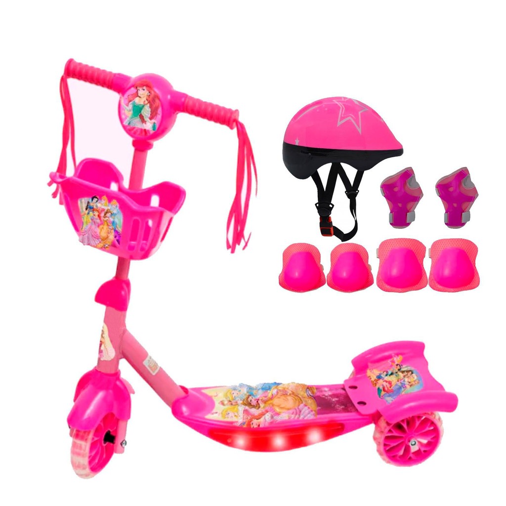 Patinete Infantil Metal Princesa meninA Surprise 3 Rodas C/ Led - Freio Ajustável Até 50kg Menina em Oferta na Shopee