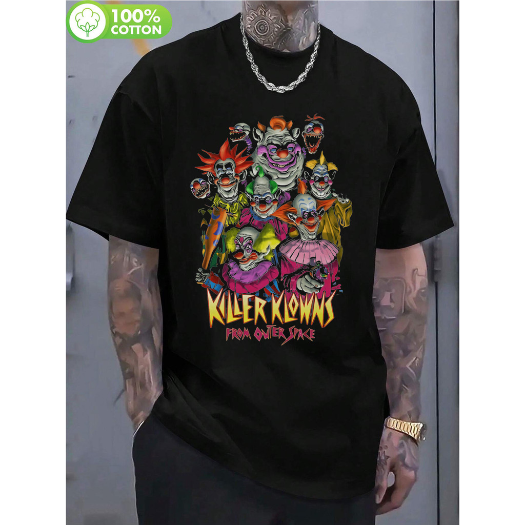 Camiseta Unissex Masculina e Feminina Killer Klowns from Outer Space Horror Colorido Estampada Confortável Divertida Est