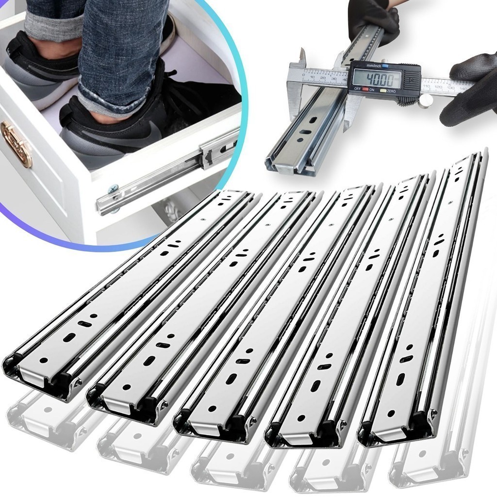 10 Corrediça Telescópica H40 50cm 5 PAR 500mm Reforçada Resistente 40KG Trilho  5 Pares