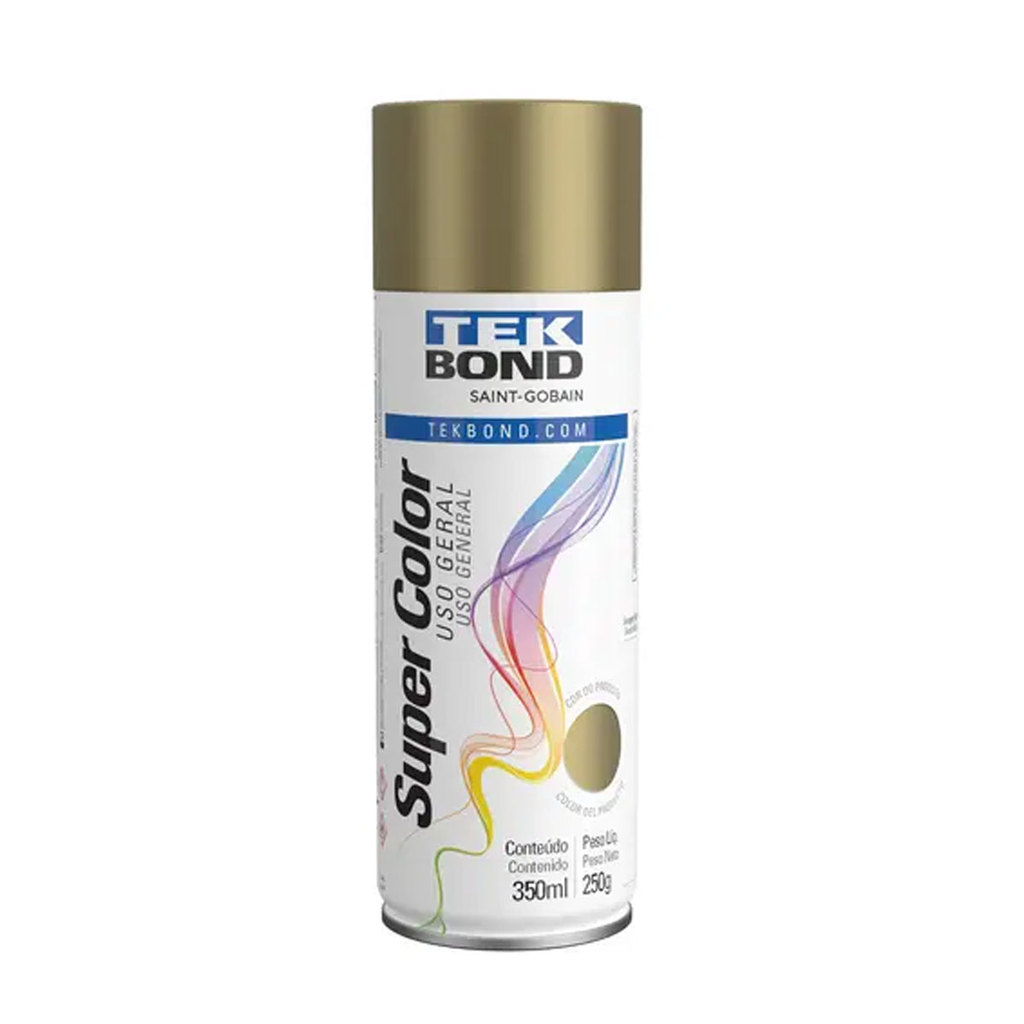 Tinta spray aerossol Super Color Dourado brilhante 350ml Tekbond em Oferta na Shopee