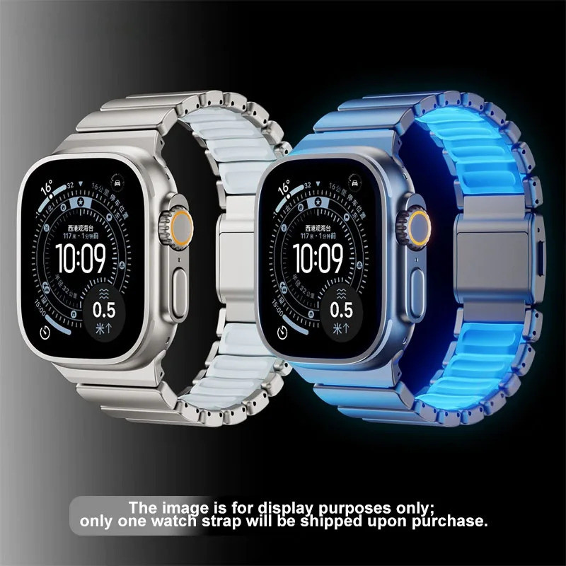 Banda De Titânio Luminosa Magnética Para Apple Watch Ultra3 S11 S10 S9 S8 S6 SE 
