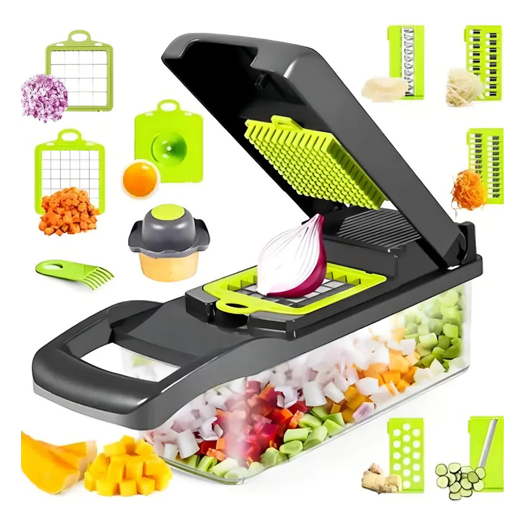 Cortador de Legumes 16 em 1 Multifuncional Fatiador Ralador Mandoline Cozinha Aço Inox