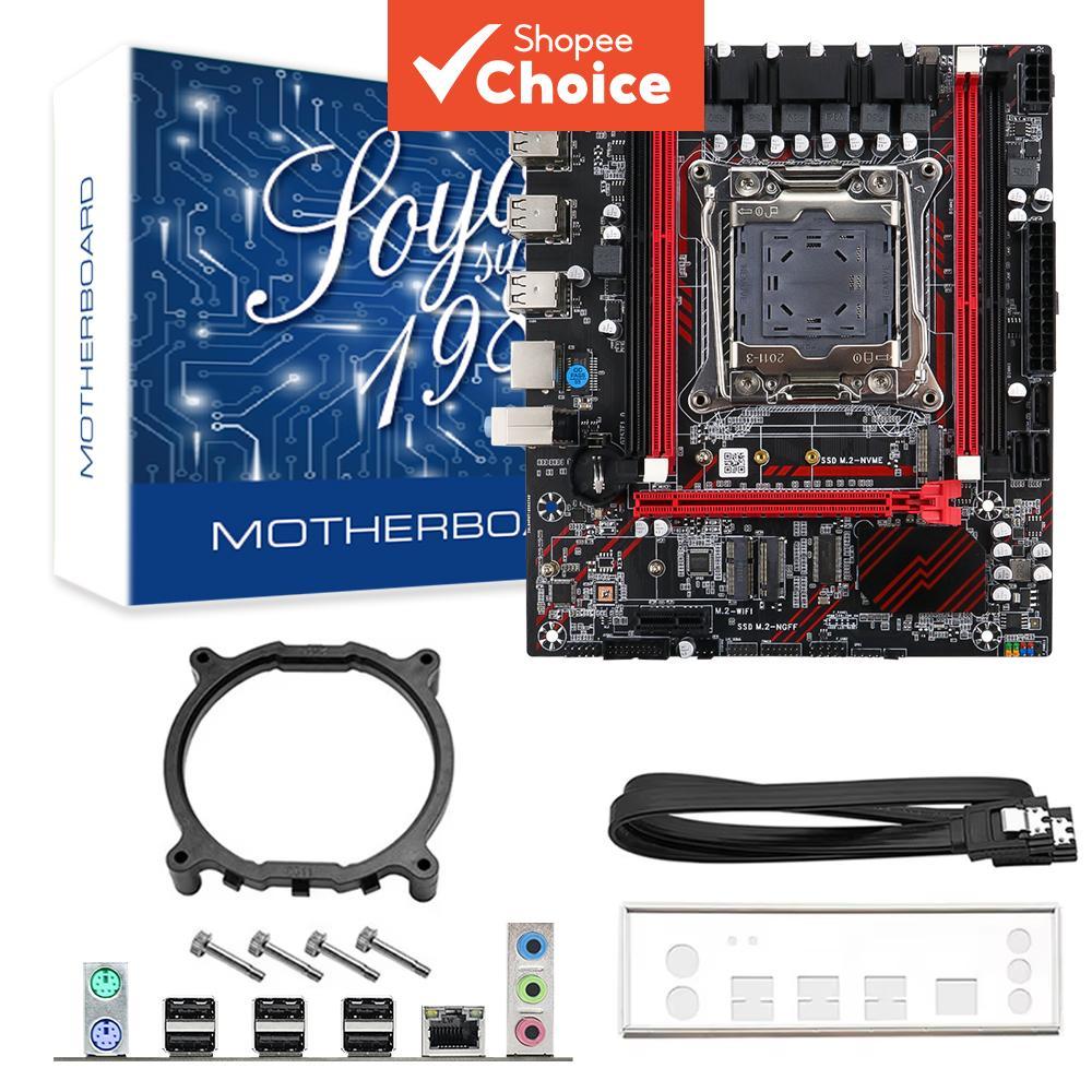 SOYO X99E é uma placa-mãe mATX que suporta memória DDR3 em canal duplo, SSDs SAT
