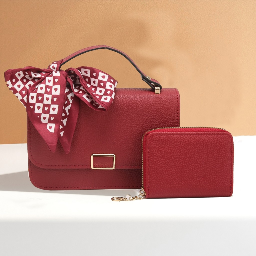 Kit 2 Bolsa Feminina Com carteira Com Laço Em Couro Bolsas Transversal De Ombro Novo Estilo Alta Qualidade LZ392