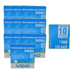 KIT 10 CAIXA DISCO TACOGRAFO ANALOGICO SEMANAL 180 KM/H 7 DIAS DIAGRAMA P/ CAMINHAO VDO 140250006F