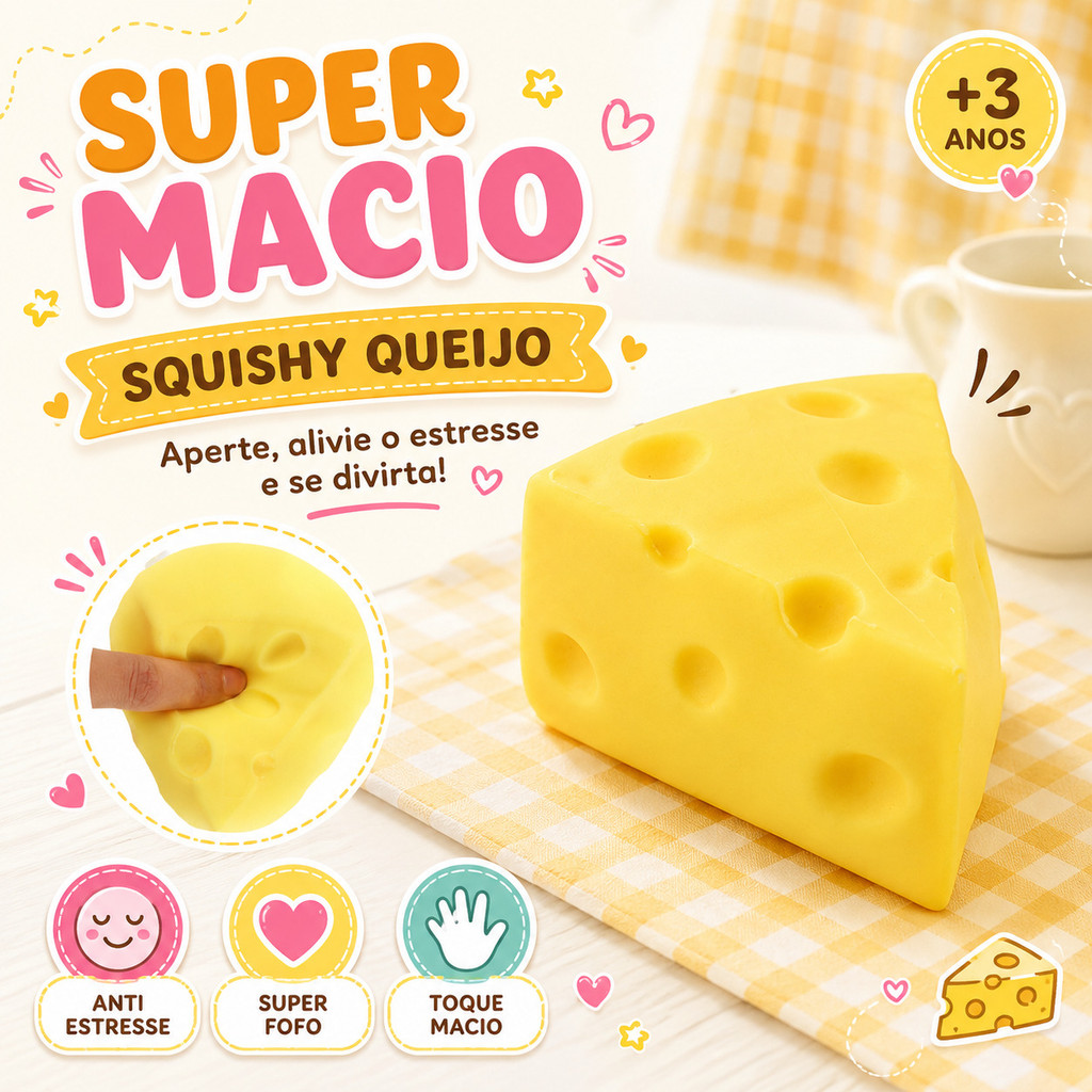 【Formato De Queijo】Squishy/Squishy De Comida/Brinquedo Anti Stress/Slow Rising/Macio Elástico/Brinquedos Fofos