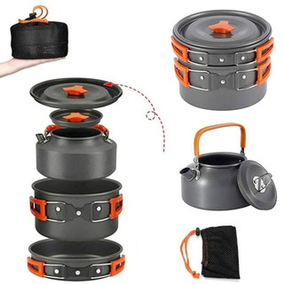 Kit De Panelas Para Acampamento Ao Ar Livre , Conjunto De Cozinha , Chaleira De Água , Panela , Viagem , Caminhadas , Pi