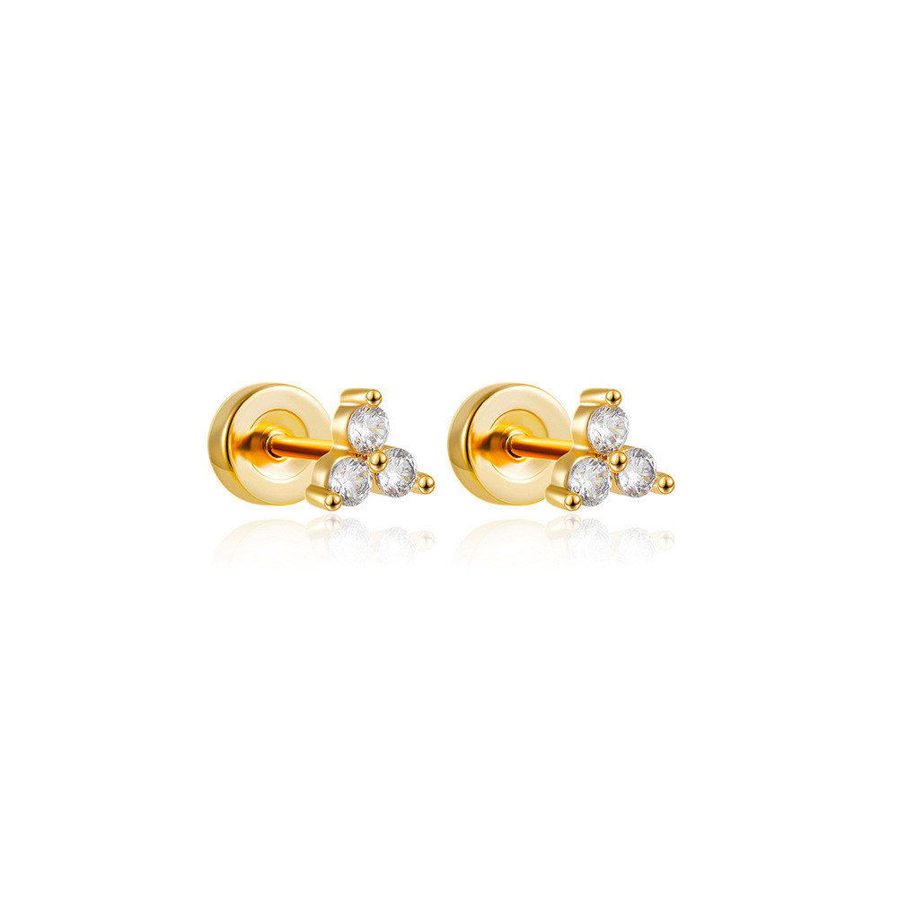 Piercing de zircônia em aço inoxidável e ouro 18K para cartilagem da orelha, piercing para o nariz, piercing de rosca re