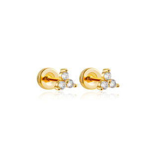 Piercing de zircônia em aço inoxidável e ouro 18K para cartilagem da orelha, piercing para o nariz, piercing de rosca re