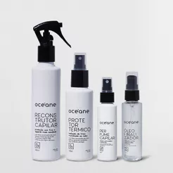 Kit Cabelo de Salão - Reconstrutor + Protetor Térmico + Óleo Finalizador + Perfume (4 Produtos)