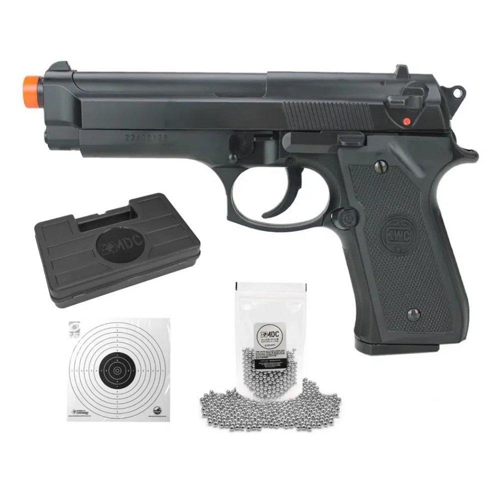 Pistola de Pressão Spring M92 6mm - KWC+Munição Case+Alvos
