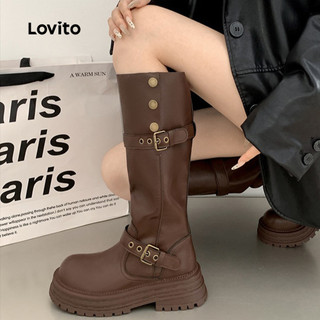 Lovito Botas Casuais Coreanas De Plataforma Retrô Para Todas As Estações Pretas Para Mulheres LFA86075