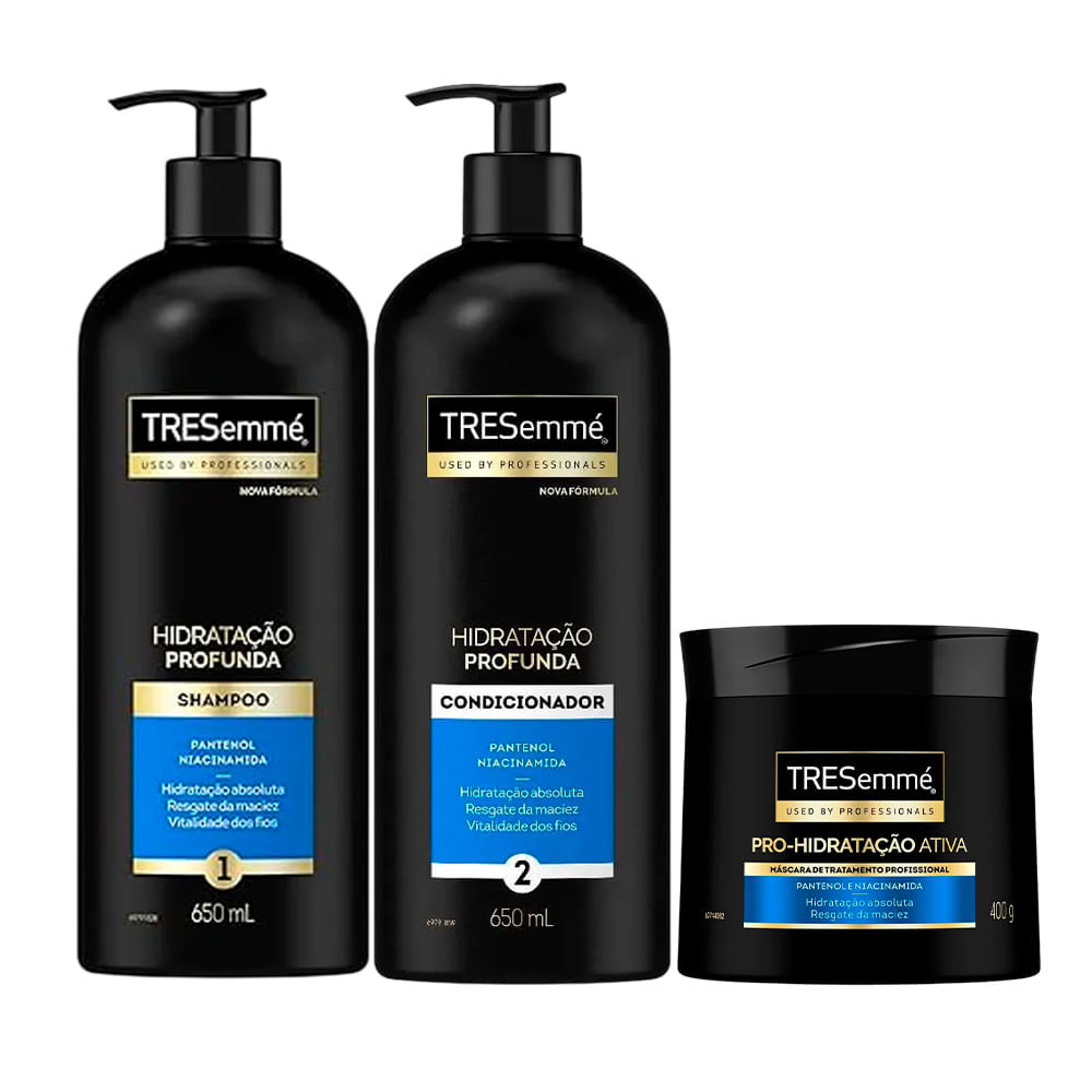 Kit Tresemmé Hidratação Profunda Shampoo 650ml + Condicionador 650ml + Máscara 4