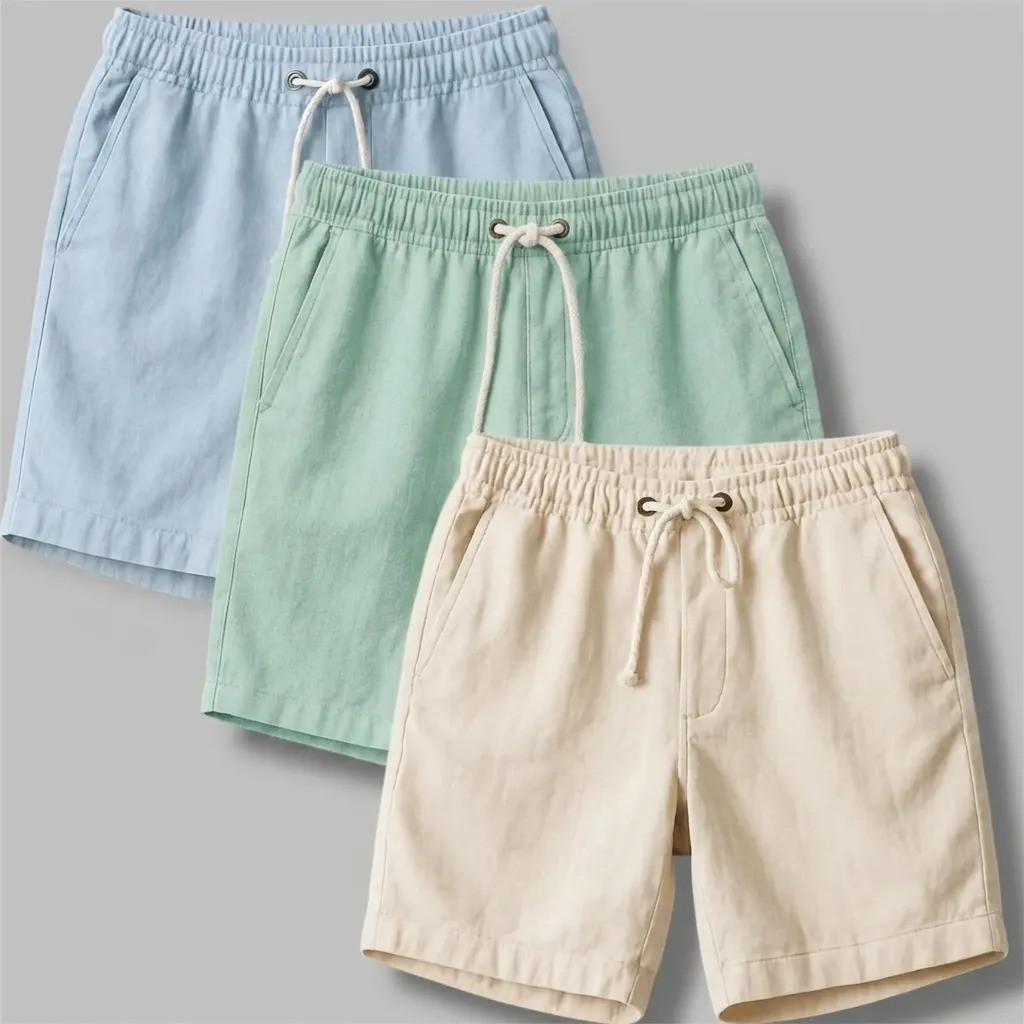 Kit 3 Shorts Masculino Bermuda Linho Verão Sarja Praia
