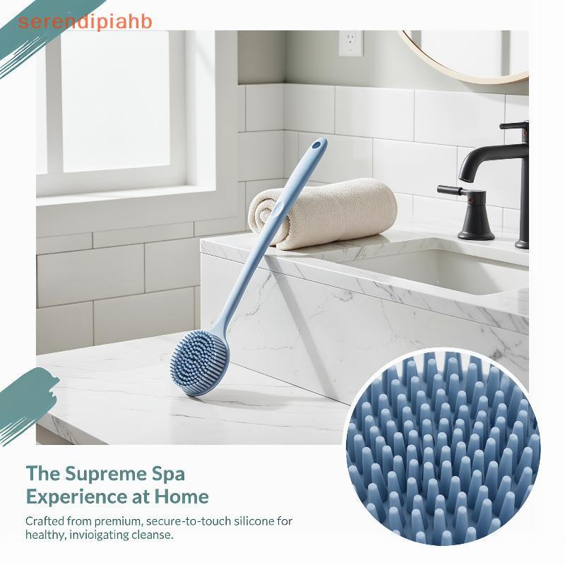 [serendipiahb] Escova De Banho De Silicone Com Cabo Longo Cerdas De Massagem Macias Alça Ergonômica Orifício De Suspensã