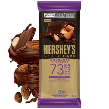 Chocolate Amargo 73% Cacau Amêndoas e Toffee Hershey's Special Dark