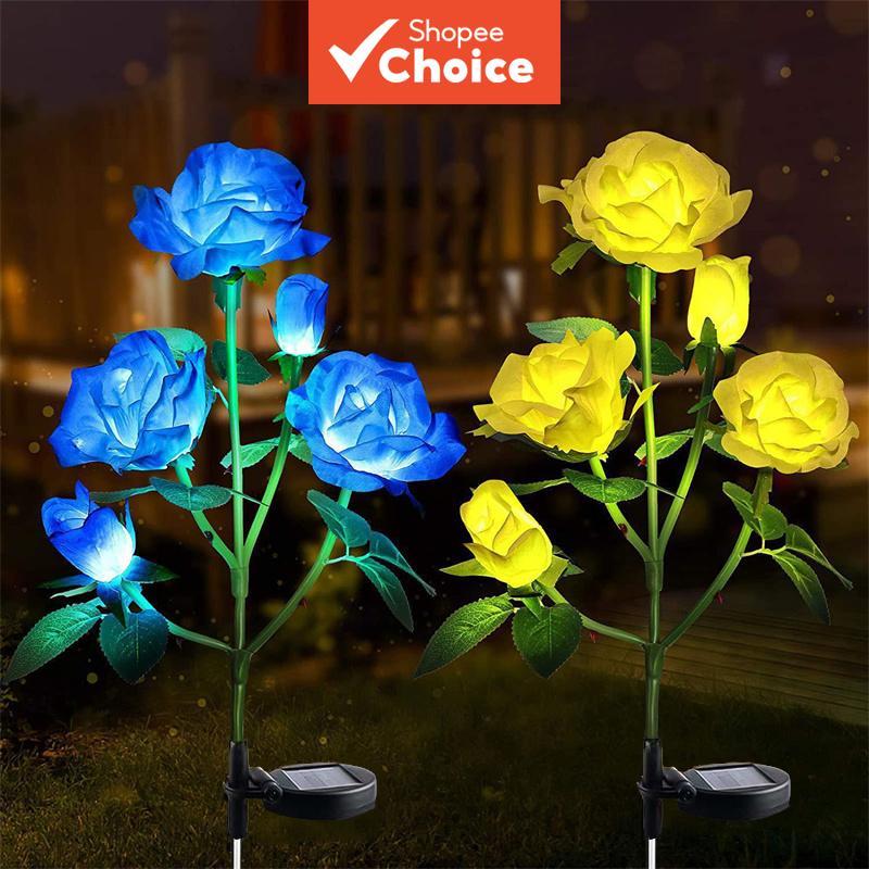 Lâmpada Solar de Jardim 5 Cabeças com Flores de Rosa, Luzes Decorativas para Exterior, Perfeitas para Pátio, Quintal e