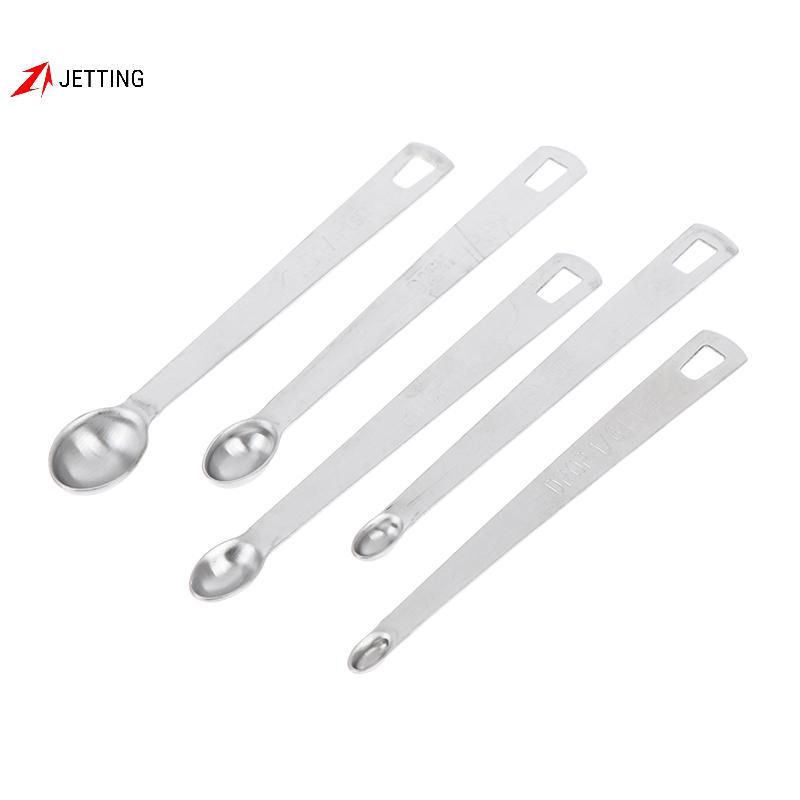 [Jetingbuy] 5 Pçs/Set Pequenas Colheres Medidoras De Aço Inoxidável Tempero Ingredientes Secos E Líquidos Cozinha Utensí