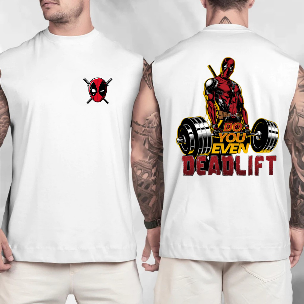 Camiseta Regata 100% Algodão Masculina Oversized com Estampa deadlift Lançamento academia