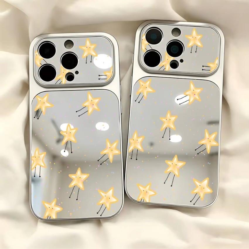 Bonito Dos Desenhos Animados Estrela Espelho Caso De Telefone Para Samsung Galaxy A03 Core A13 A23 A33 A53 A73 A02 A02S 