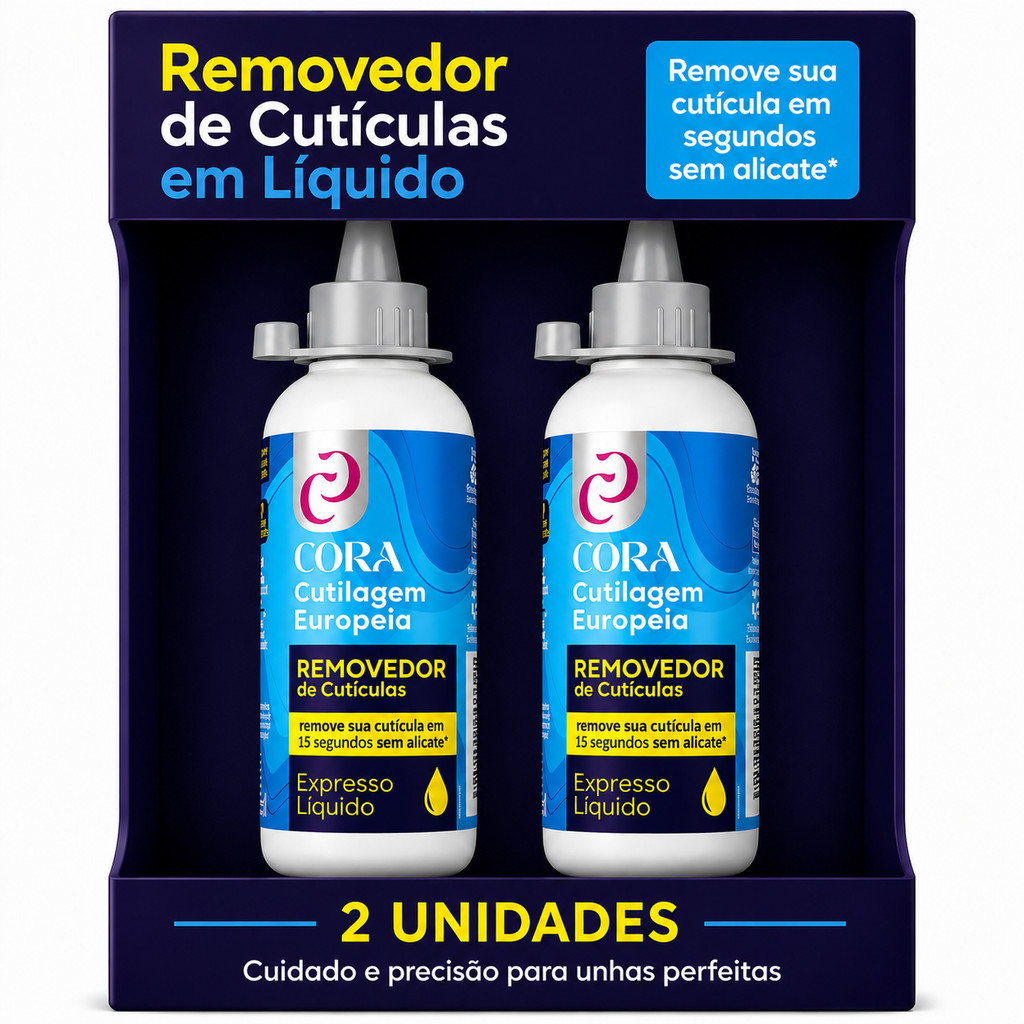 Kit 2 Removedor Cutícula 15 Segundos Kinq Expresso Líquido Cutilagem Europeia 100m - Cora