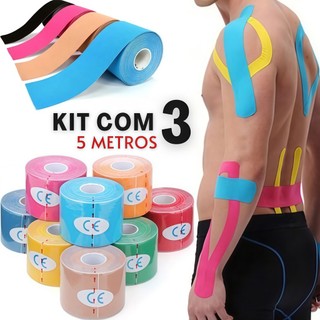 1/2/3 Fita Kinesio 5cmx5m para Atletas, Alivia Dores e Lesões, Acelera a Recuperação Musc…