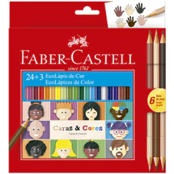 Lápis de cor 24 cores + 6 tons de pele Caras e Cores 120124CC\210226 Faber-Castell