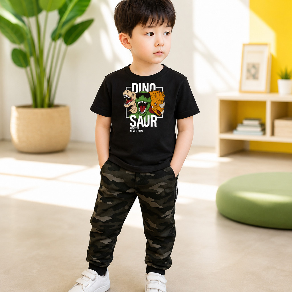 Camiseta Infantil Masculina Dinos Jurassic 100% Algodão Estampada Dinossauro Menino Blusa Casual