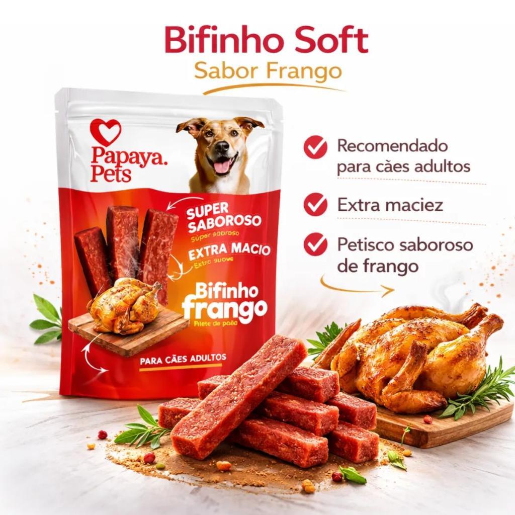 Petiscos Macios P/ Cães Soft Bifinho Frango Papaya Pets 500g · foto 2