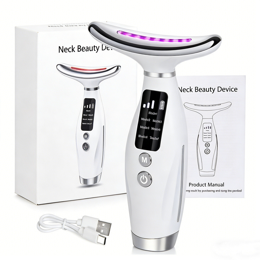 Massageador De Pele Firmeza Pescoço Led de 7 Modos Massageador Portátil Beleza para Rosto e Pescoço  MOBY LUX