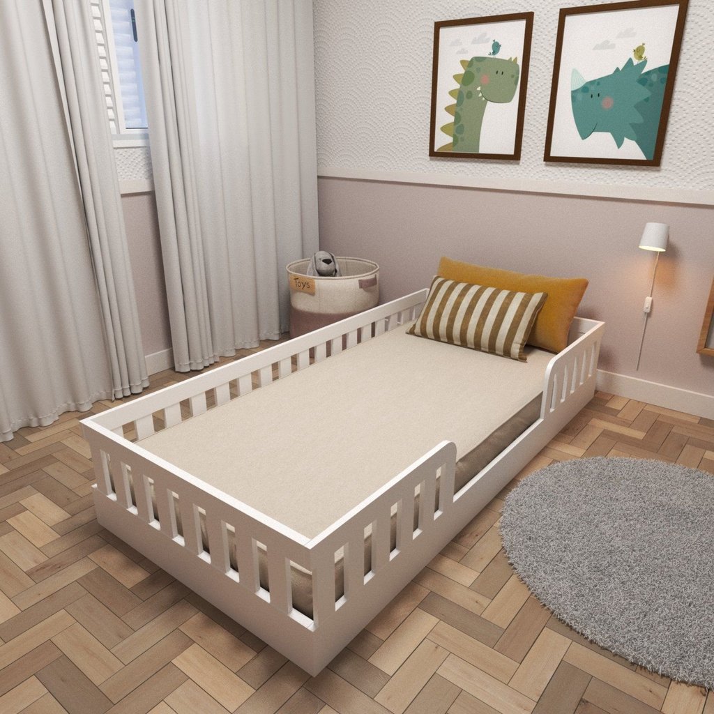 Cama Infantil Montessoriana Solteiro Sol Ii Branco