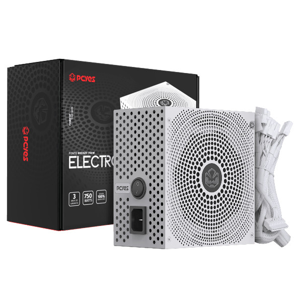 Fonte Gamer PCYES Electro V2 750w White Ghost 80 Plus Bronze