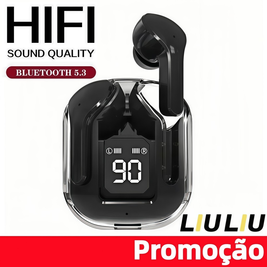 Fone TWS Bluetooth 5.3 com Display LED, Baixa Latência e Microfone para Chamadas Diárias
