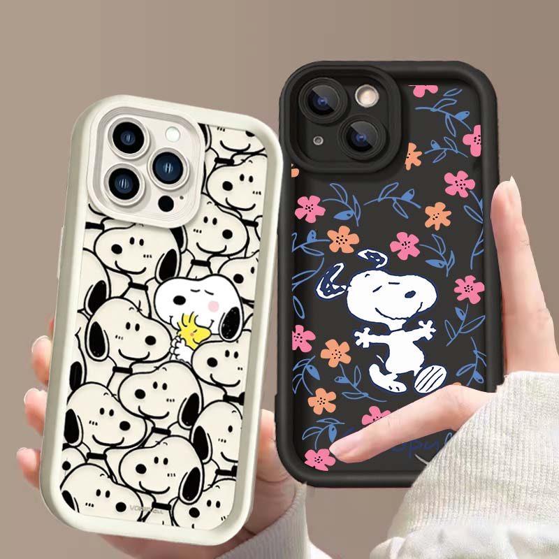 Bonito Linha Preta Snoopy Silicone Caso Capa Para Samsung Galaxy A37 A57 A27 A36 A56 A55 A17 A07 A35 A16 A15 A53 5G Maci