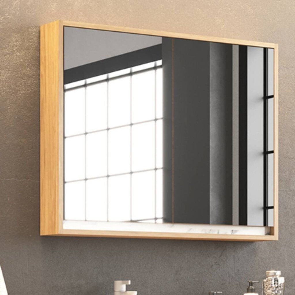 Armário Espelheira de Banheiro 80cm 02 Portas Ref 821 Branco/Thassos Branco/Thas