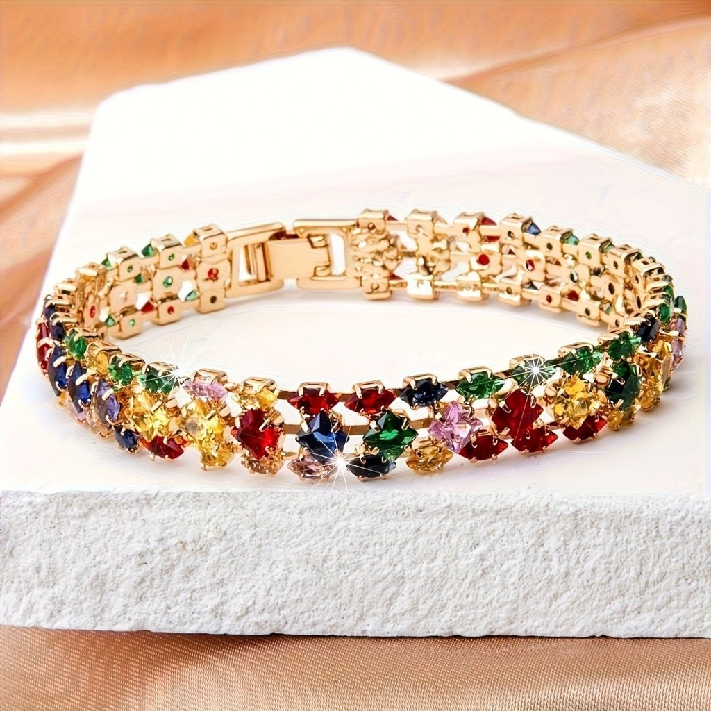 Luxo colorido zircão pulseira Moralisa jóias acessórios moda brilhante jóias acessórios de moda 0726
