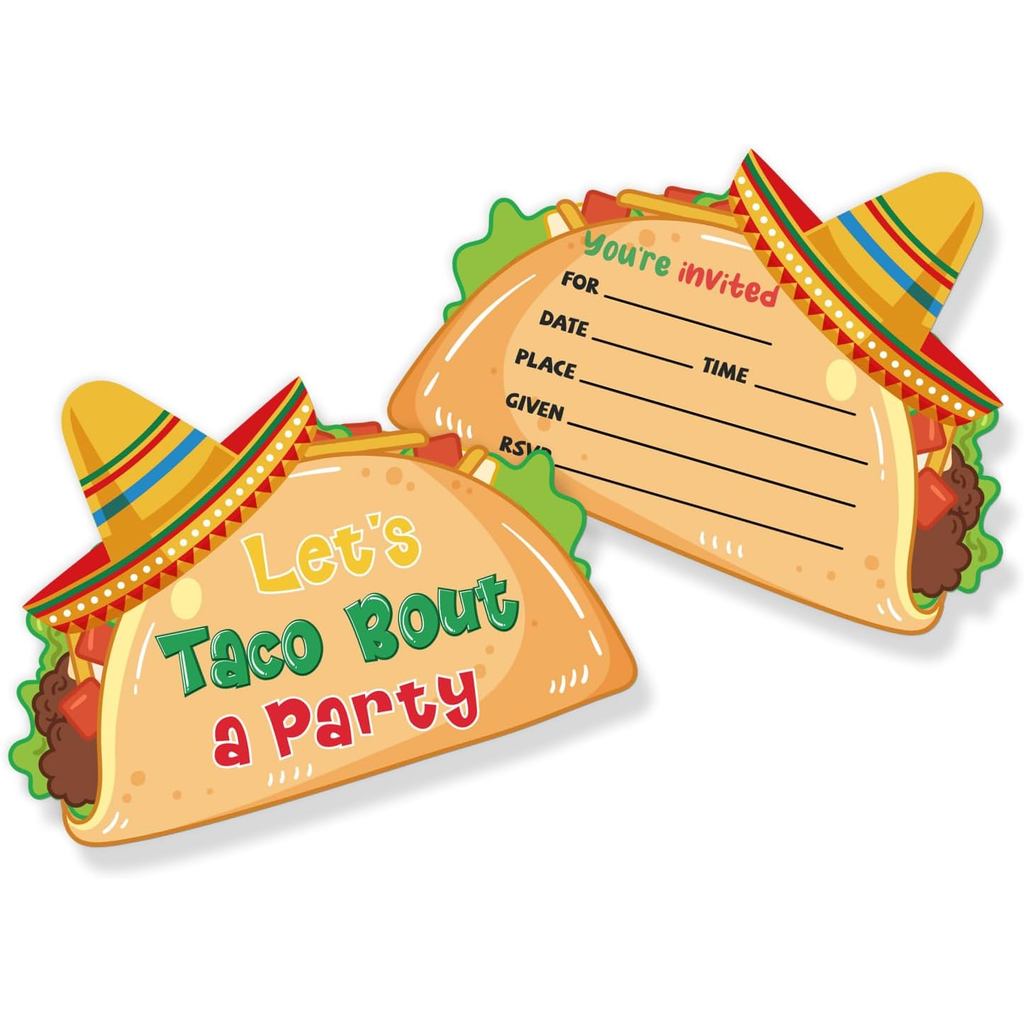 WeBenison Cartões de Convite para Festa Mexicana, Chá de Bebê, Cartões de Saudação para Festa Temática de Tacos, Convite